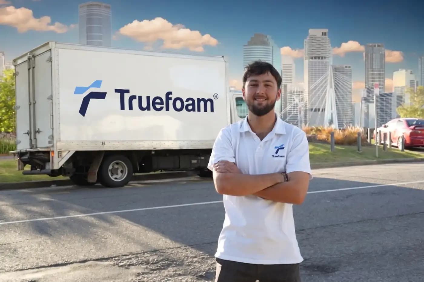Truefoam installer applying insulation on-site